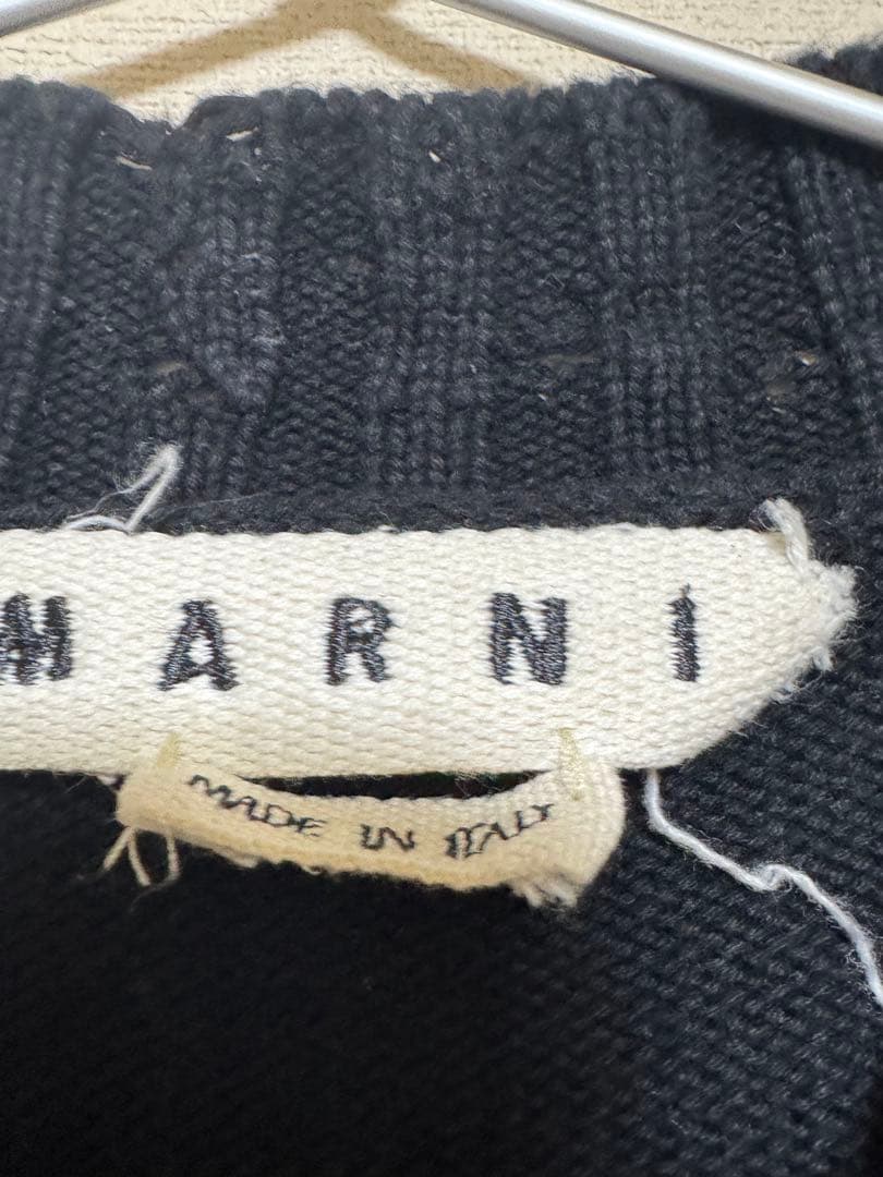 MARNIマルニ クルーネック ダメージ ニット セーター 52黒 ② ダメージ