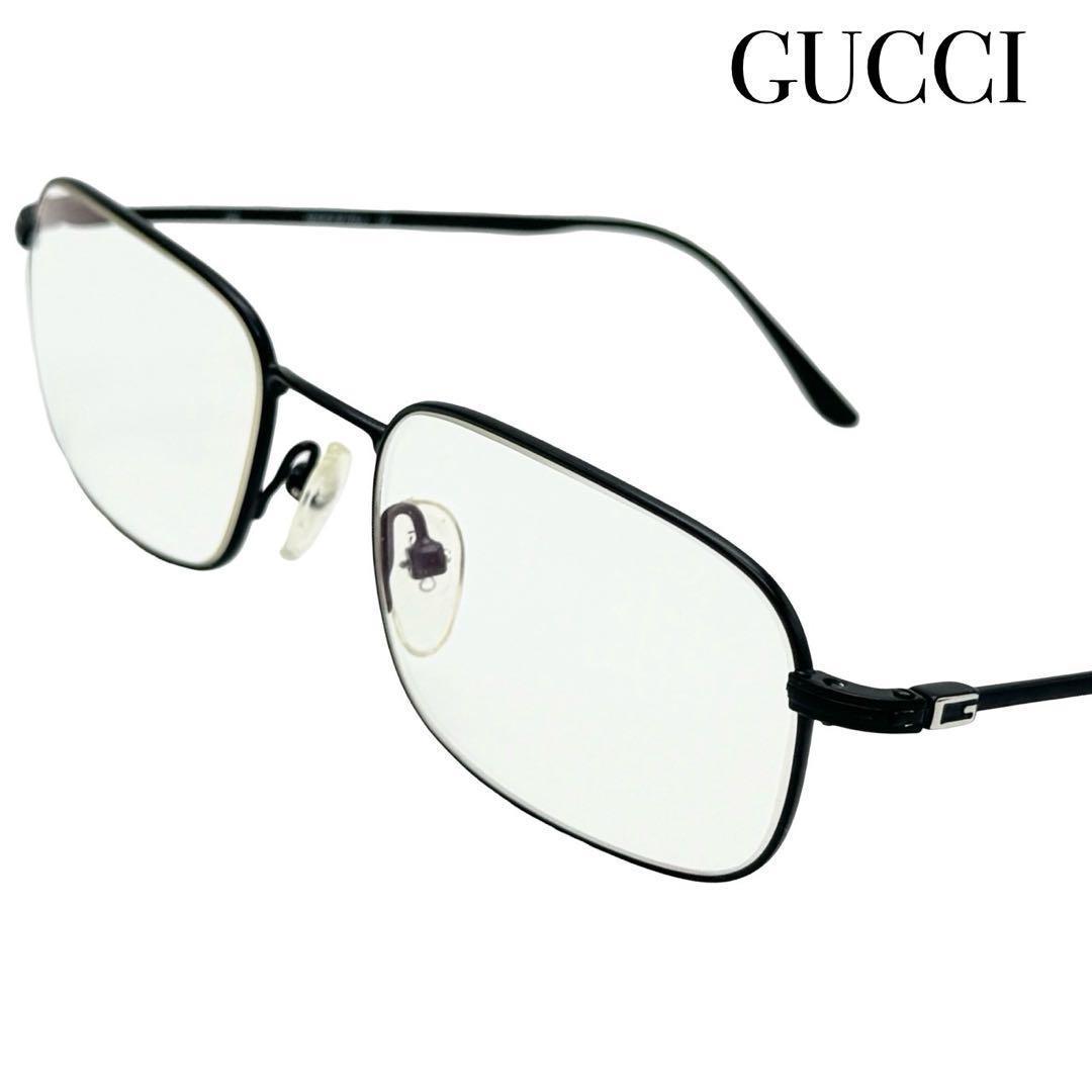 GUCCI グッチ Ｇロゴ 度入り 眼鏡 メガネ メタル ブラック メンズ
