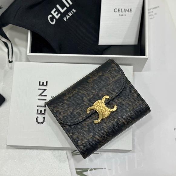 CELINE 三つ折り財布 ブラック ブラウン CELINE 三つ折り財布 ダークブラウン