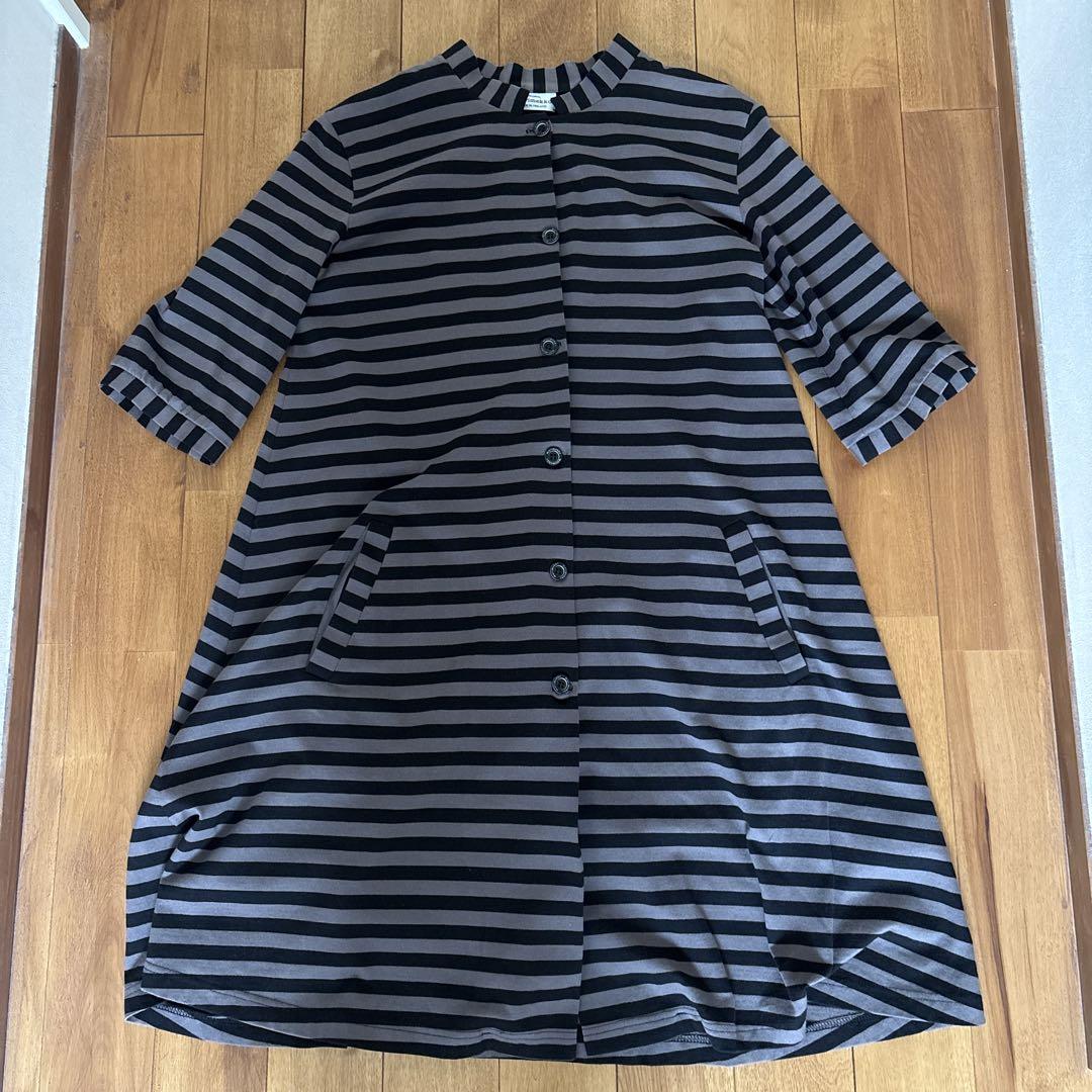 marimekko ストライプ 七分袖ワンピース - メルカリ