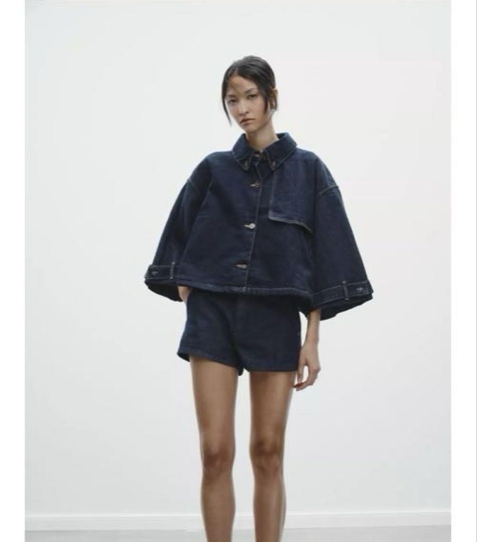 タグ付き新品★ZARAのTRFデニムケープジャケット★Mサイズ