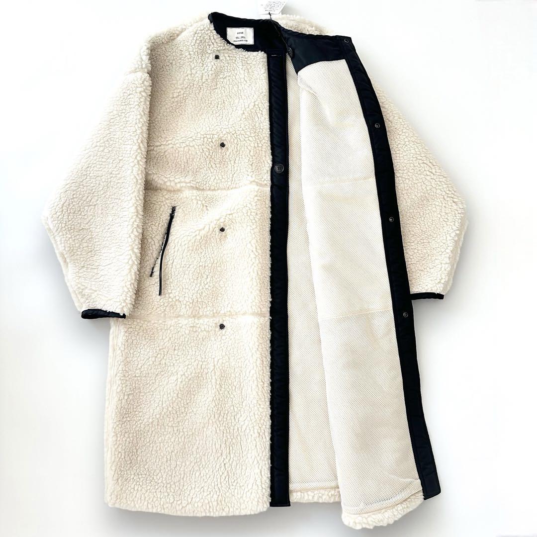 新品 ハイク 2023AW フェイクシアリング ボアコート ロング ホワイト 1 画像8