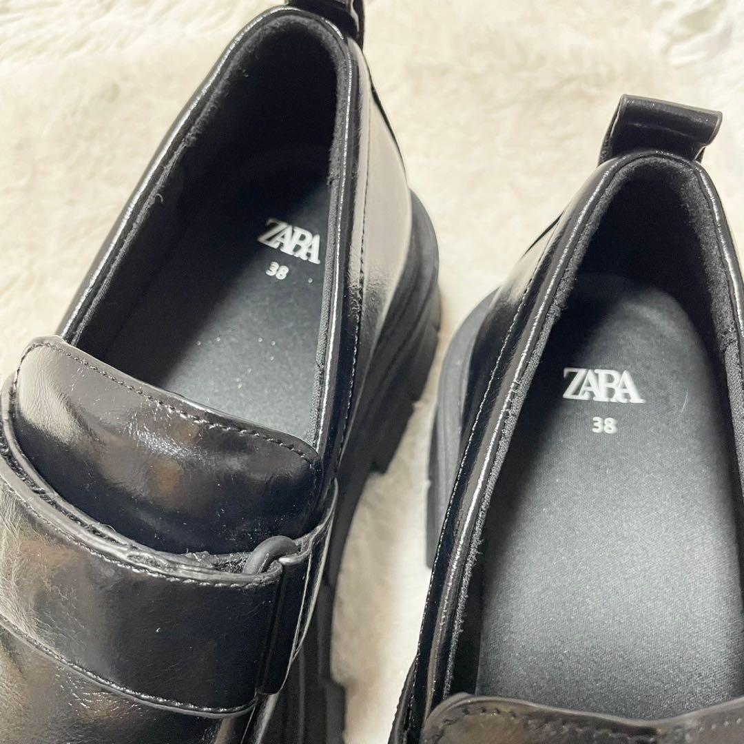 nouer ブラック ローファー 合成皮革 ZARA ブラック ローファー 24相当 合成皮革 EU38 レディース
