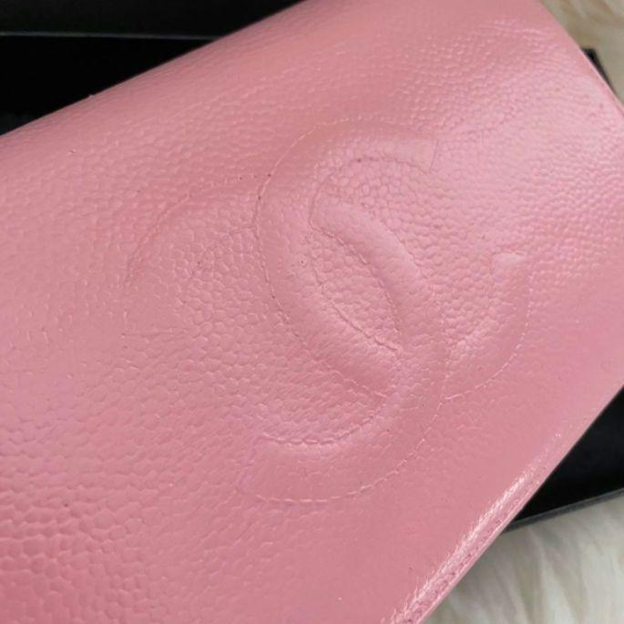 シャネル CHANEL 二つ折り 財布 ココマーク デカココ ピンク キャビア シャネル CHANEL 二つ折り 財布 ココマーク デカココ ピンク