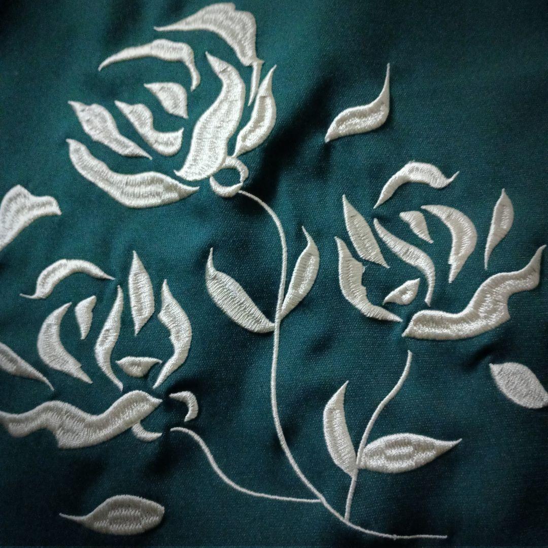 グッドデザイン☆オーバーサイズ半袖ポリシャツ 薔薇刺繍バックロゴ オープンカラー