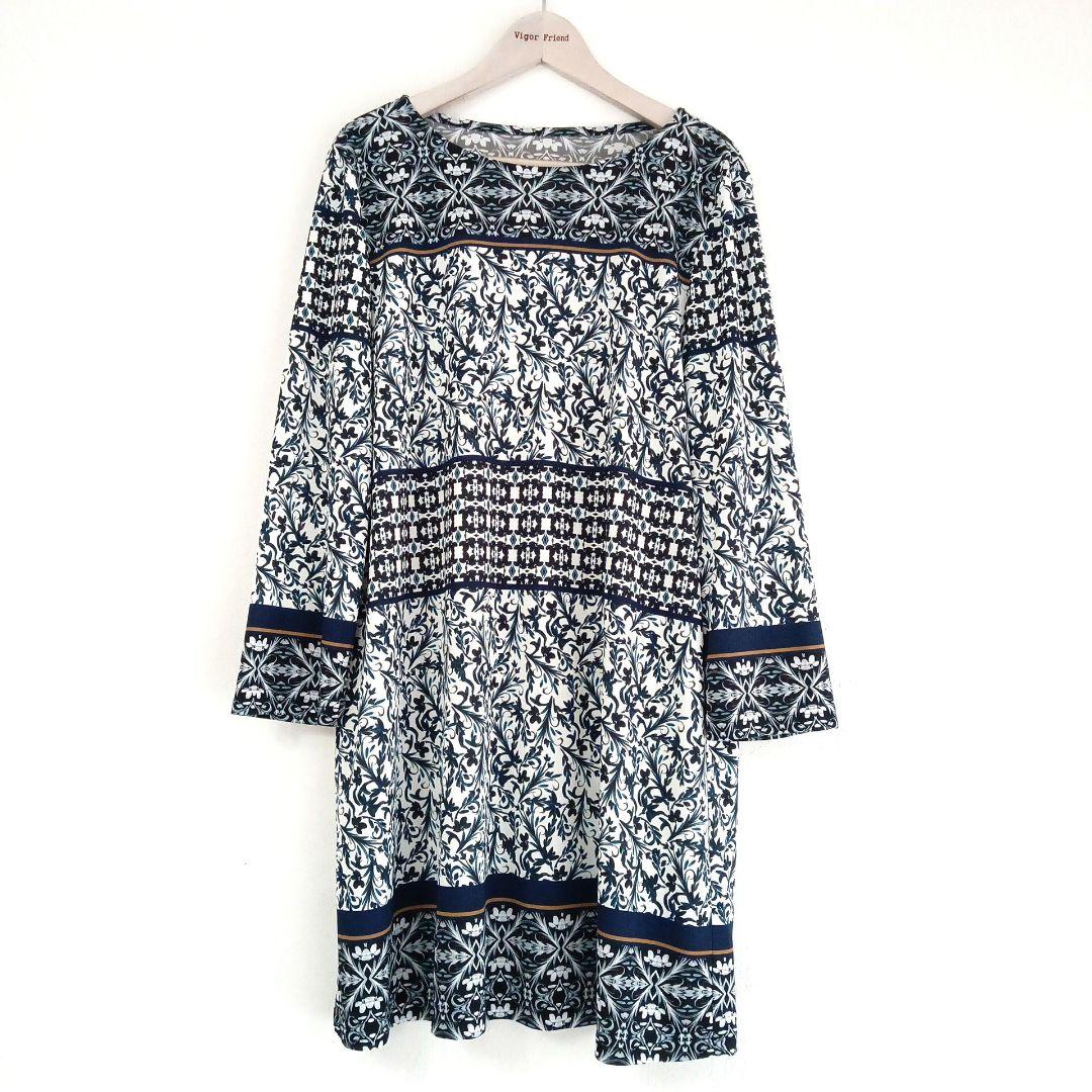 Leilian WHITE LABEL 柄切替 チュニック ブラウス 9 日本製