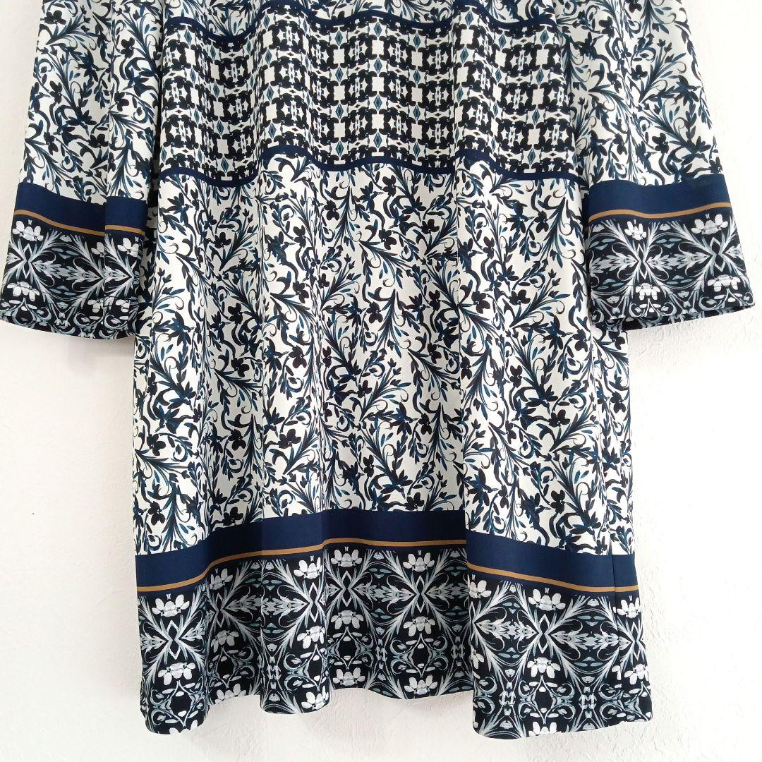 Leilian WHITE LABEL 柄切替 チュニック ブラウス 9 日本製