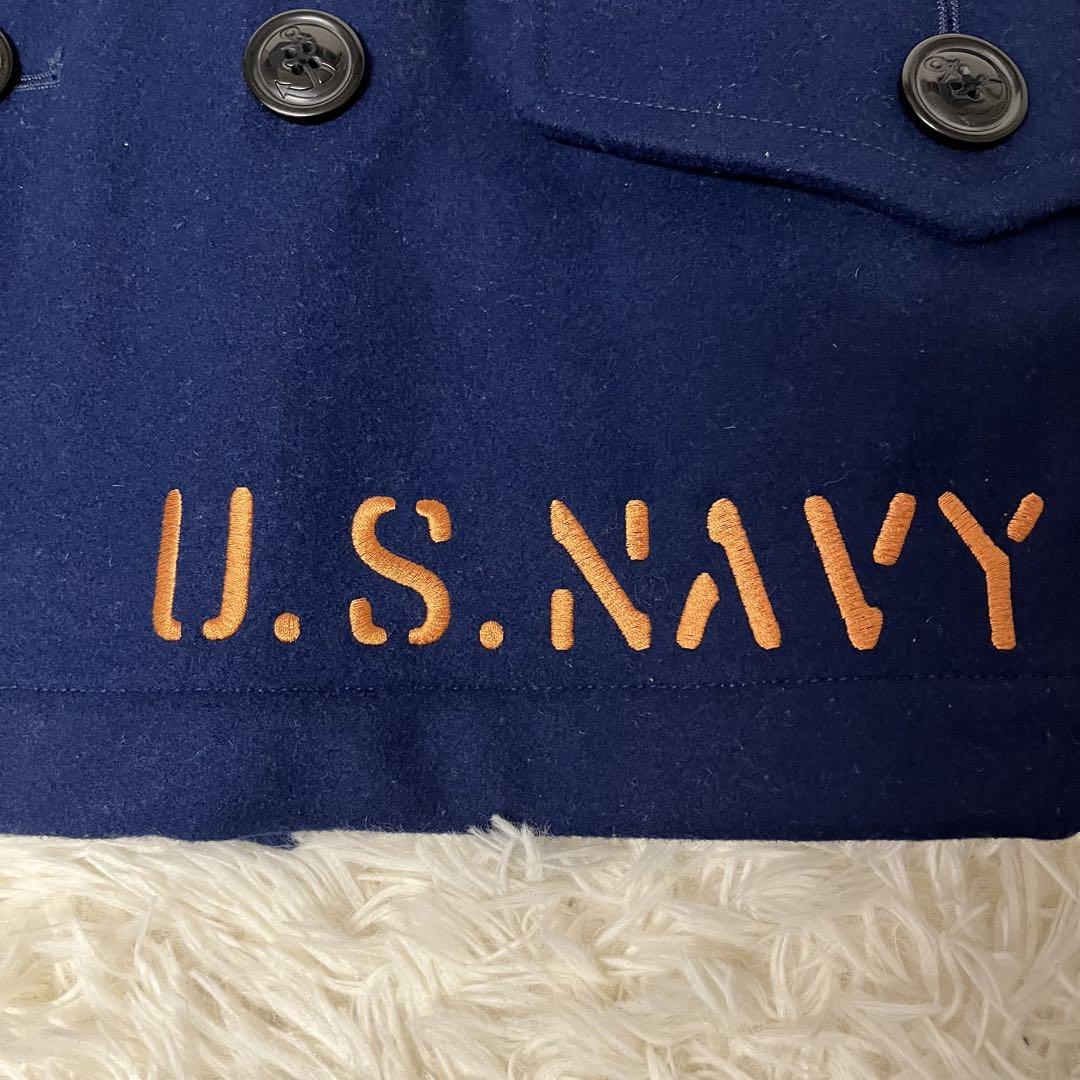 希少✨AVIREX Pコート＋ダブルライダース 牛革切替 NAVY ワッペン