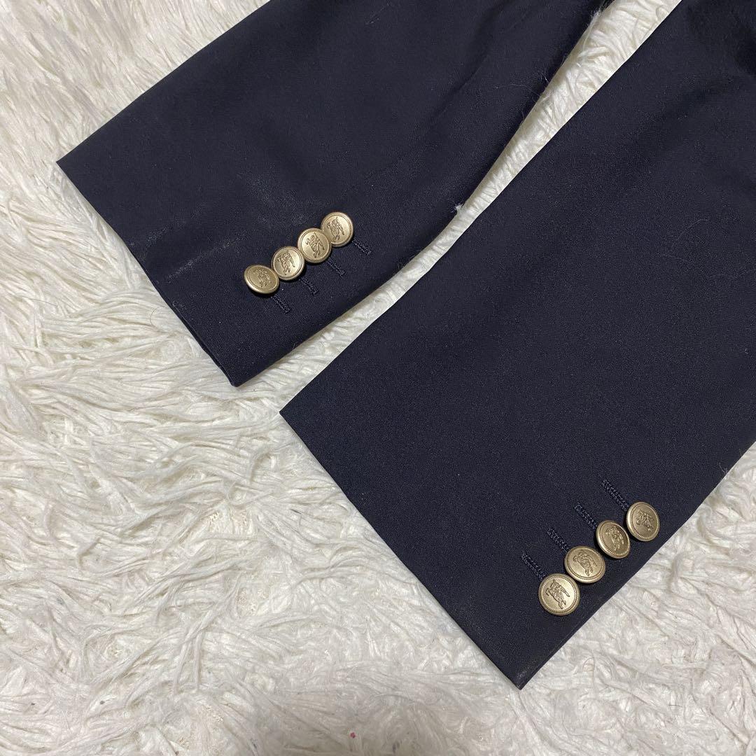 良品✨Burberry テーラード 紺ブレ 金ボタン 羊毛 モヘア M メンズ