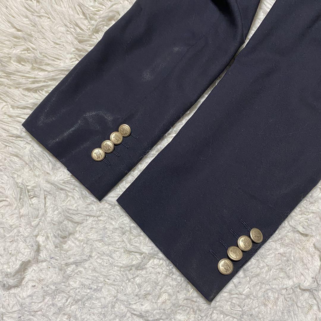 良品✨Burberry テーラード 紺ブレ 金ボタン 羊毛 モヘア M メンズ