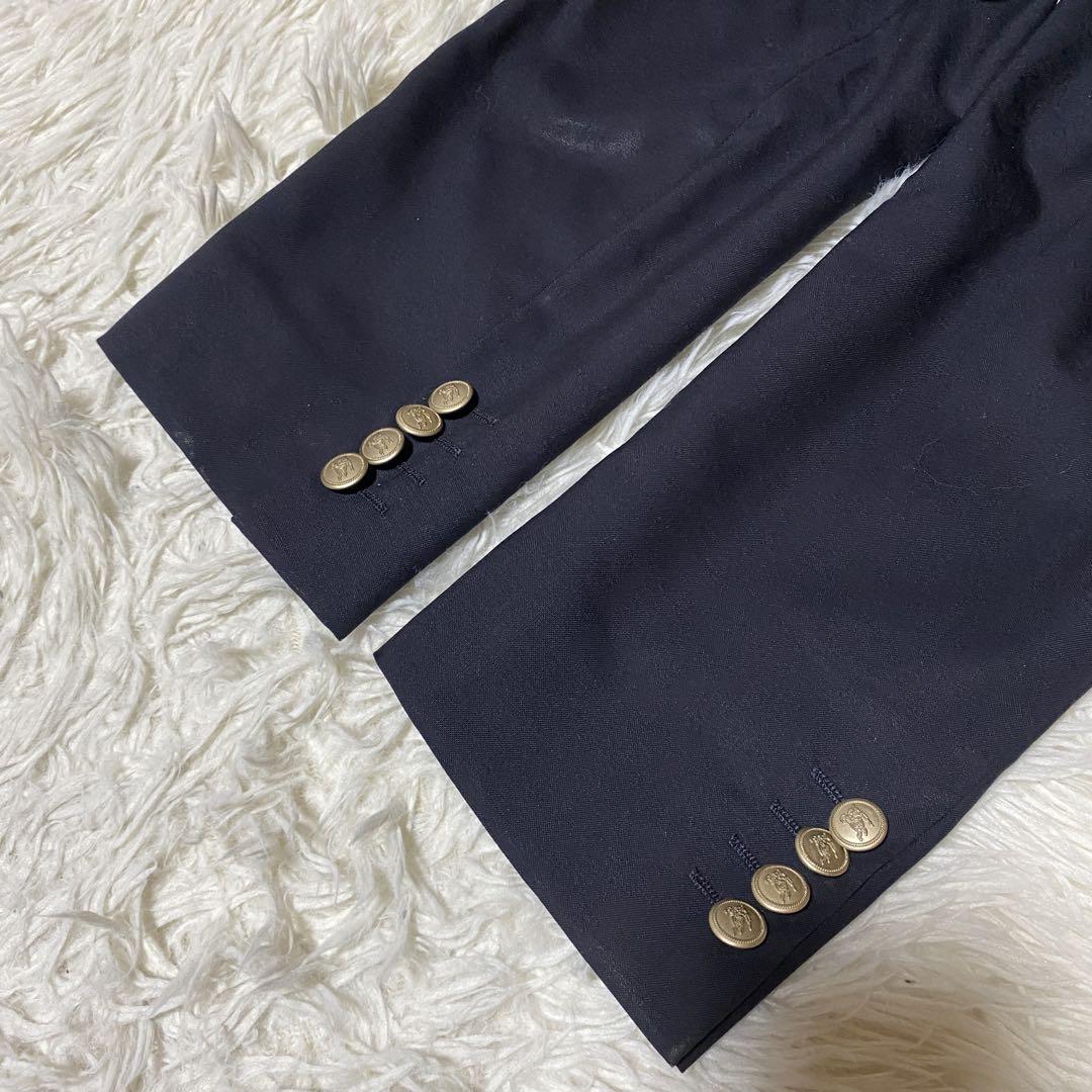 良品✨Burberry テーラード 紺ブレ 金ボタン 羊毛 モヘア M メンズ