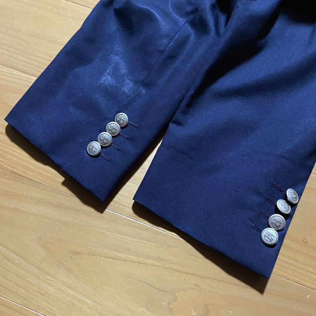 良品✨Burberry テーラード 紺ブレ 金ボタン 羊毛 モヘア M メンズ