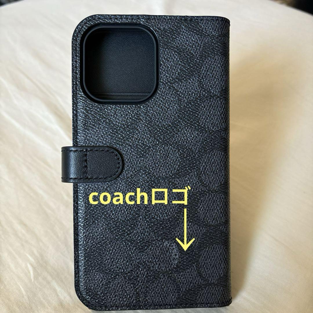 COACH iPhone 15 Pro Max用フォリオケース シグネチャー 黒