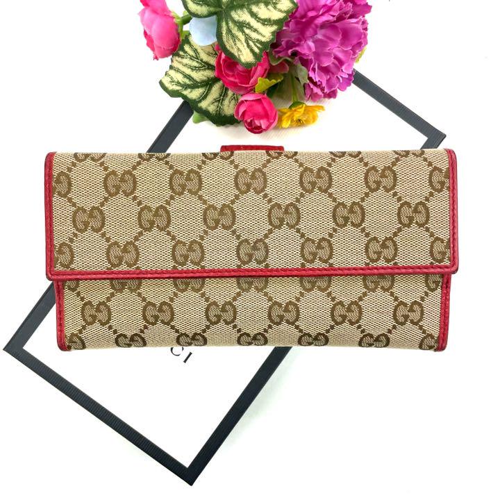 ブラウン系クリスマスファッション ❤️美品 GUCCI キャンバス 長財布 純正お買い得 GUCCI 美品 ❤️ GGキャンバス ❤️ 鑑定済み 正規品 長財布 長財布