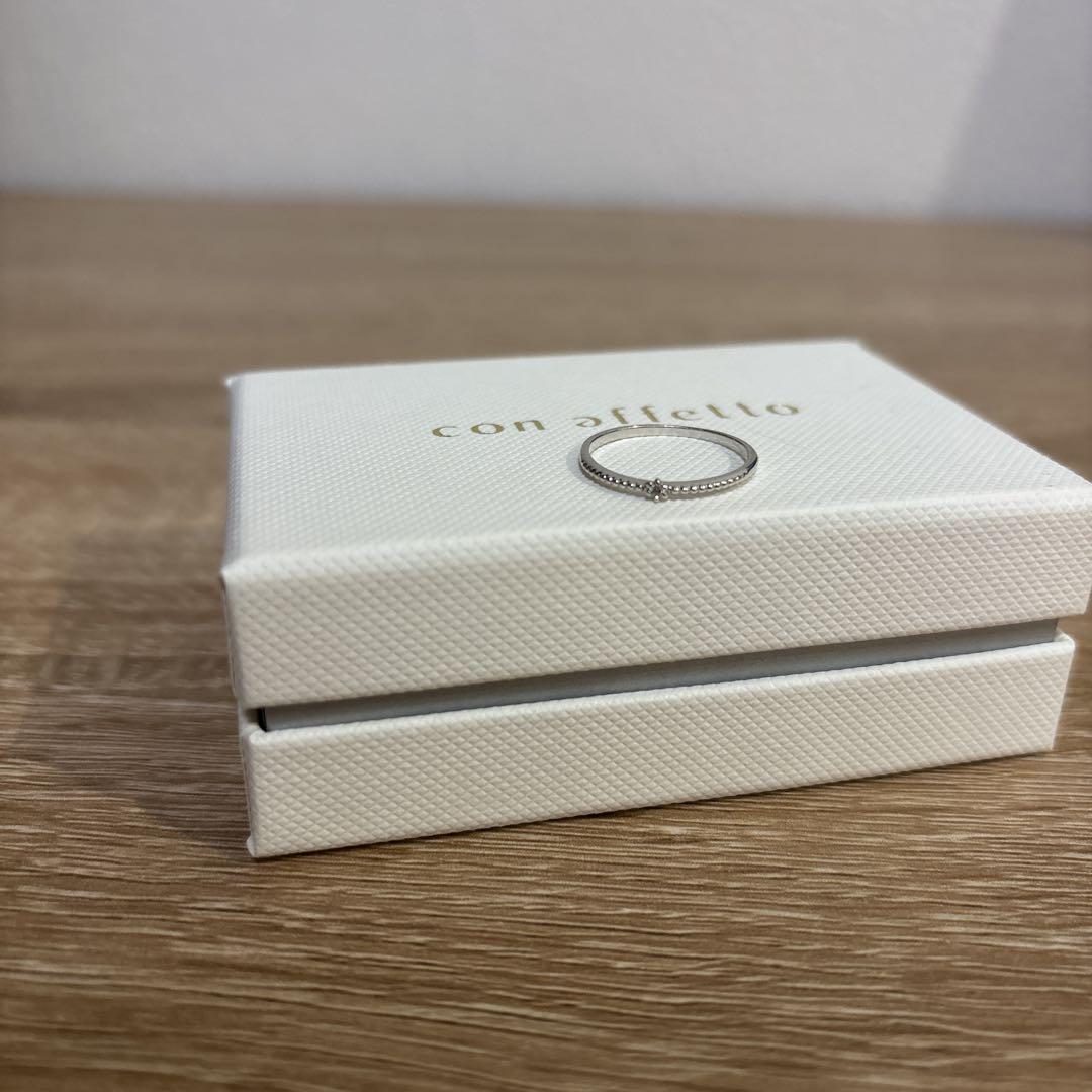 con affetto K10WG ダイヤデザインリング 7号 華奢リング - メルカリ