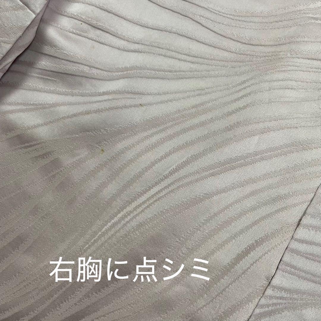 色無地 乱流文様 刺繍金糸 一つ紋（二つ雁金）正絹 A378 着物・浴衣