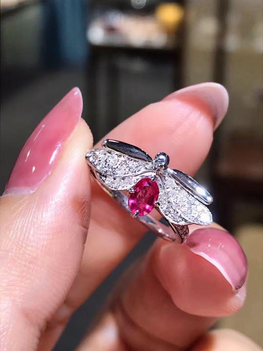 天然 ピンク サファイア ダイヤモンド リング0.31ct k18 ¥
