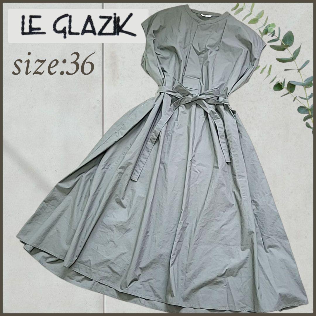 新品 未使用 ルグラジック ビショップ リネン ノースリーブ ロングワンピース 美品✦ LE GLAZIK ルグラジック ロングワンピース ノースリーブ