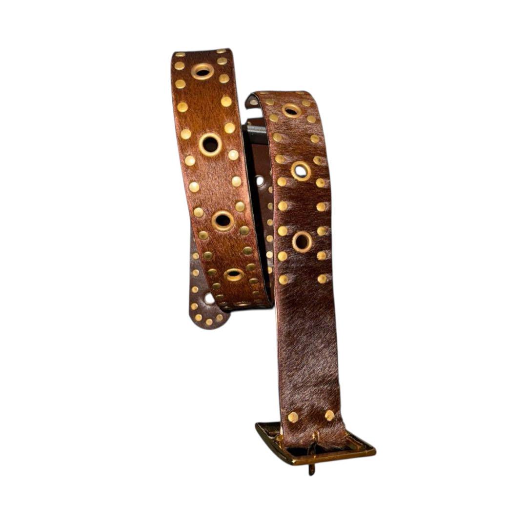 【メーカー直売】 Vintage Unborn Calf Design Studs Belt - メルカリ 小物