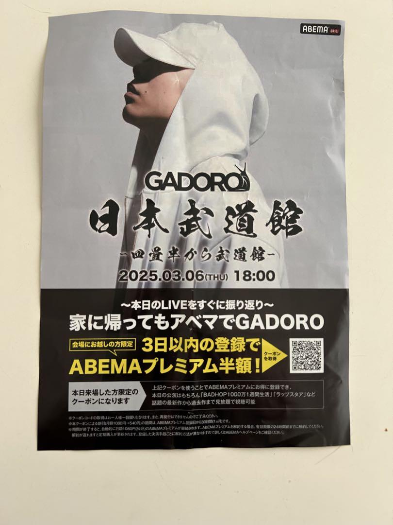 GADORO 武道館 ポスター B2サイズ GADORO武道館B2ポスター