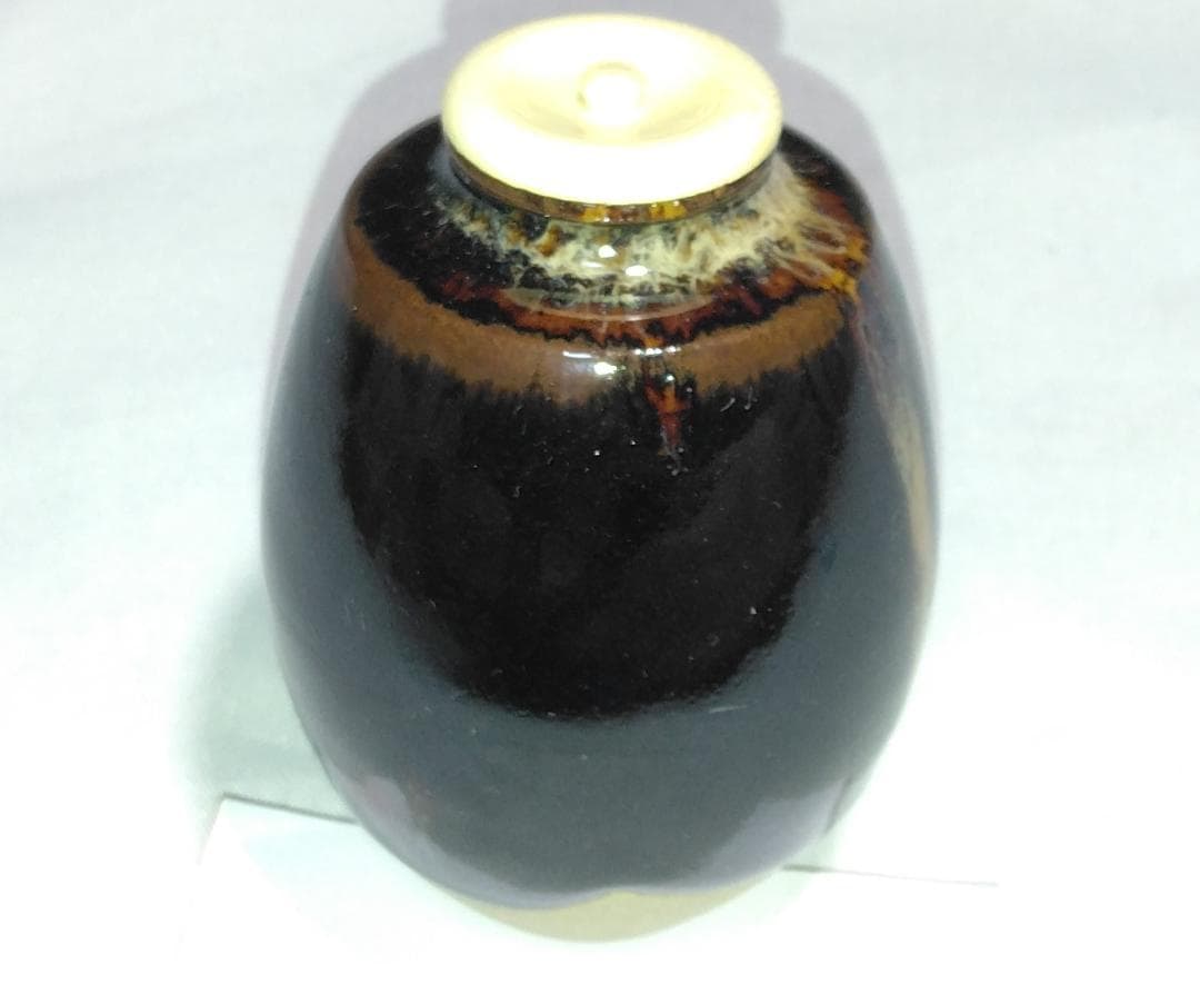 茶道具　京都洛東今熊野蛇ヶ谷　桶谷定一作　肩衝茶入　紅牙瑞錦仕覆付　美品！！