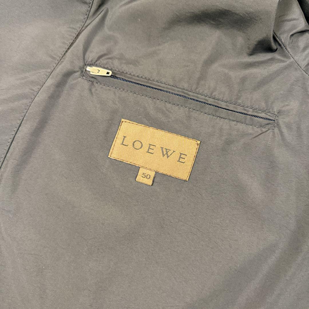 極美品✨ロエベ　ステンカラーコート 黒　ナイロン　3B 大きいサイズ　XL ロゴ