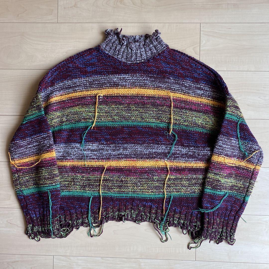 MAISON FLANEUR 22aw マルチボーダーダメージニット