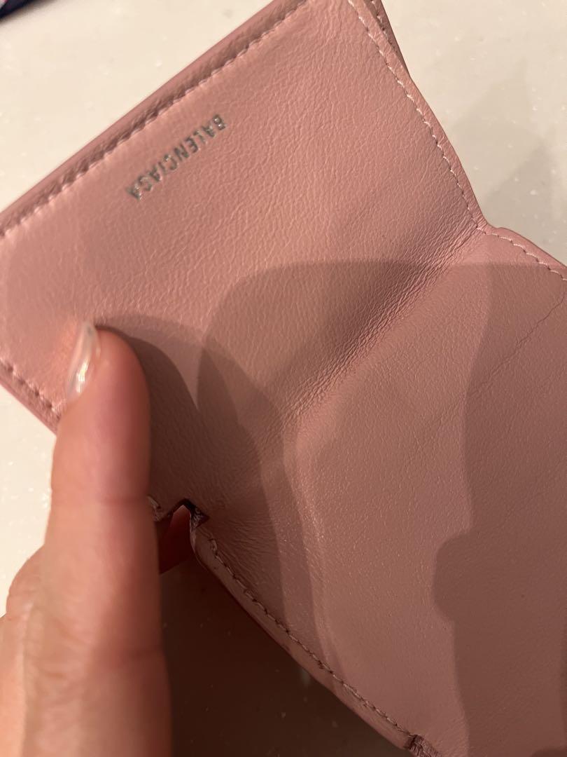 ピンク レザー 二つ折り財布 BBロゴ BALENCIAGA BALENCIAGA バレンシアガ 財布 二つ折り レディース