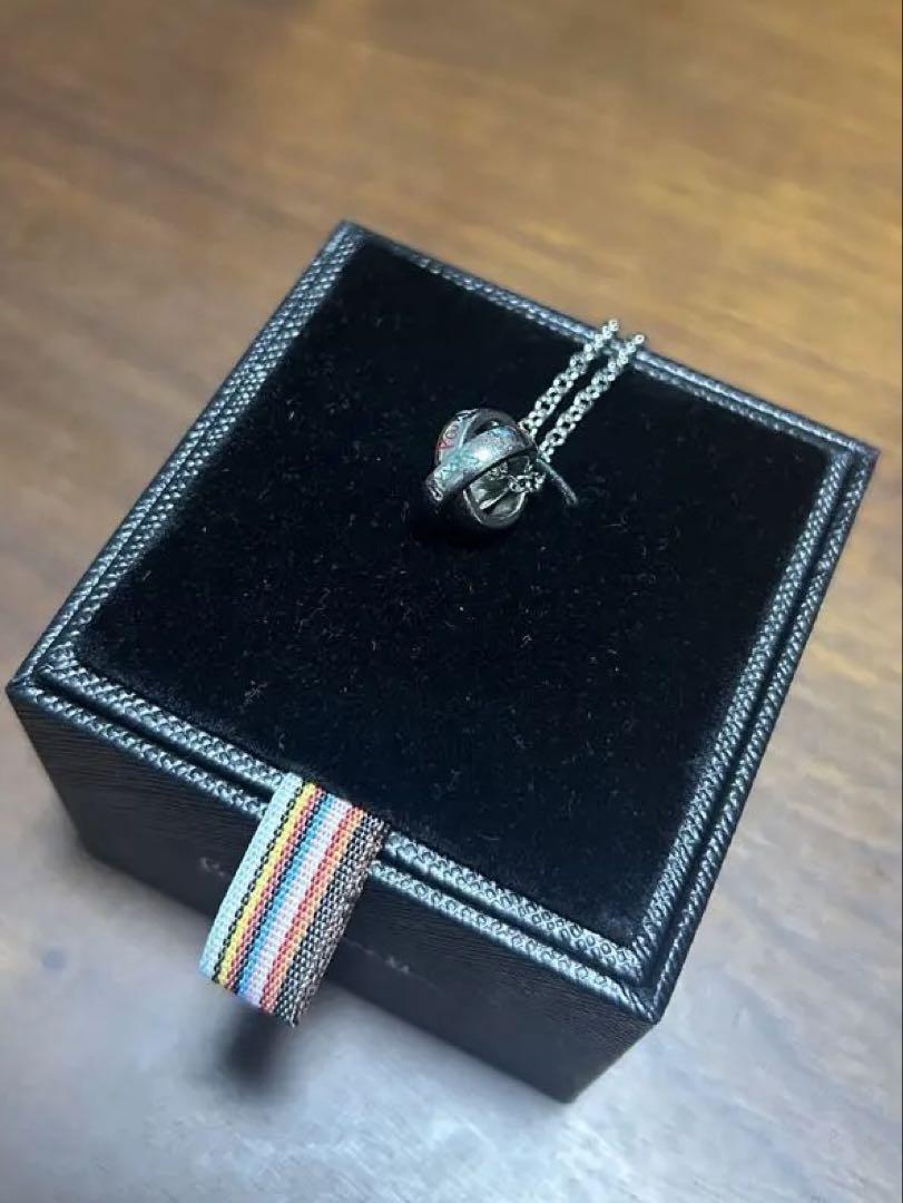 ポールスミス Paul Smith ダブルリングネックレス ロゴ刻印 シルバー
