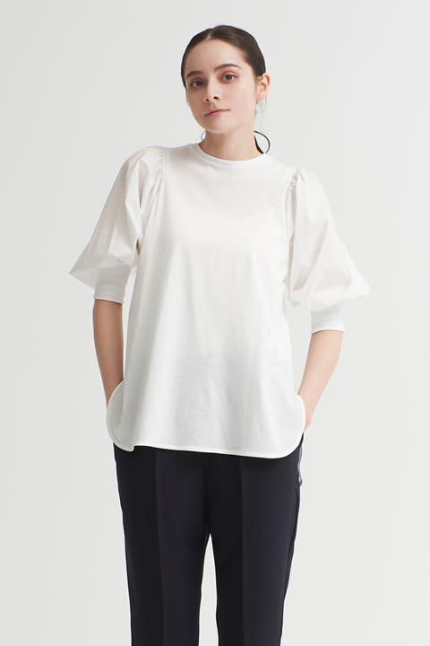 yori バルーンハーフスリーブカットソー【2022SM】ホワイト 100%本物 バルーンハーフスリーブカットソー【2022SM】ホワイト Tシャツ/カットソー(半袖/袖なし)