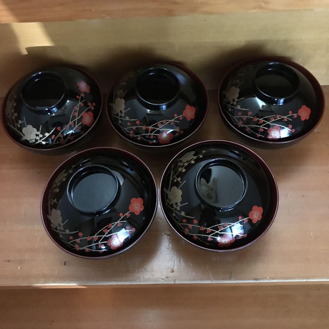 最終価格❗️❗️❗️漆器蓋付き汁椀5個