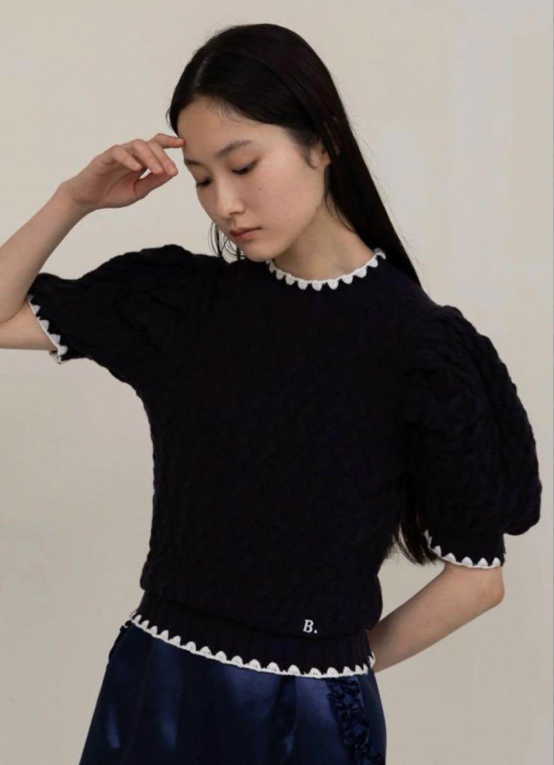 新品タグ付　bibiy BPUFFKNIT ネイビー　半袖　ニット　正規品