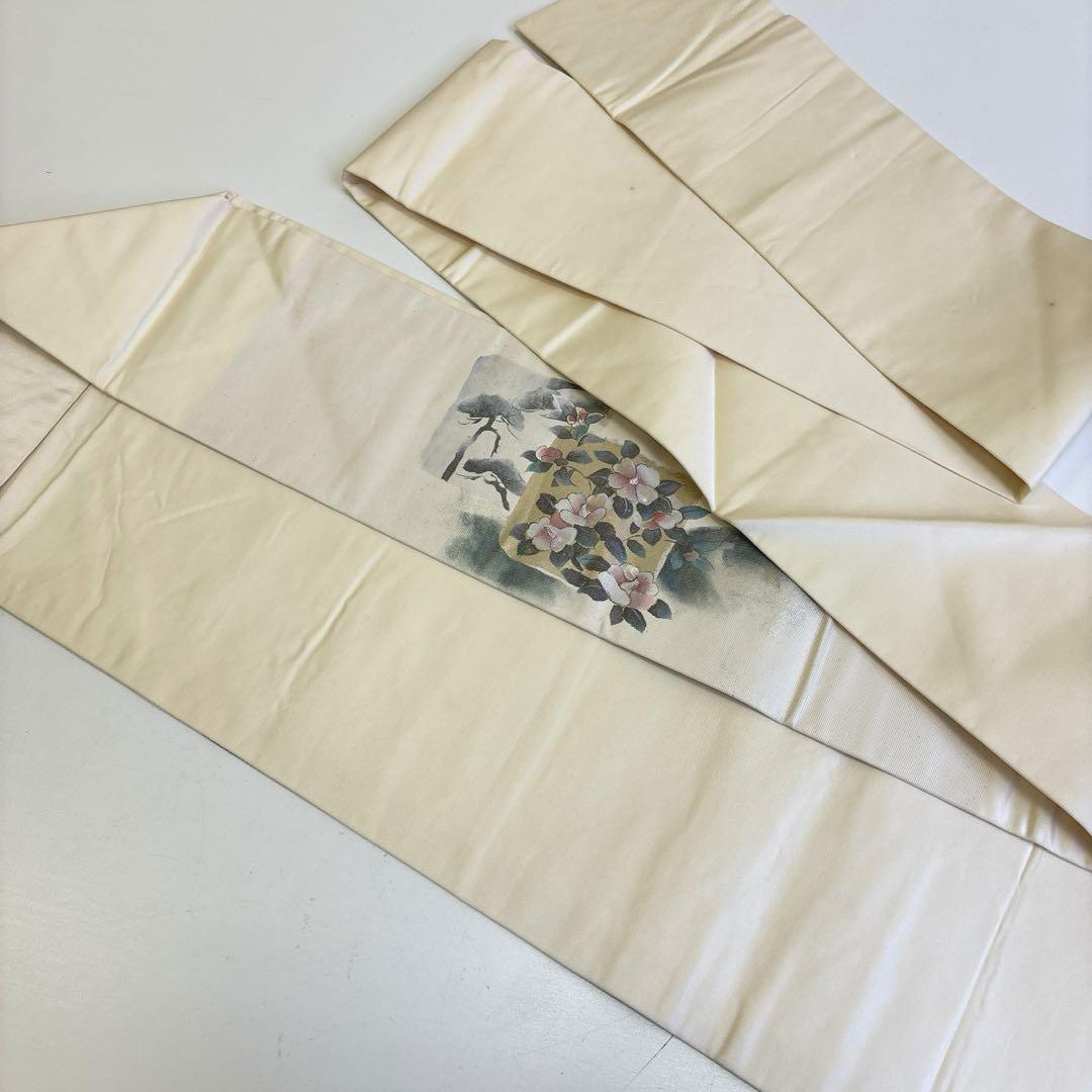 k-4143 螺鈿に花 上品 正絹 九寸 名古屋帯