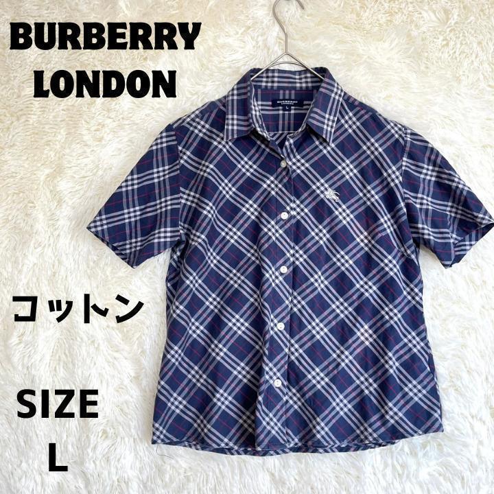 バーバリーロンドン シャツ ノバチェック ホースロゴ刺繍 綿 L