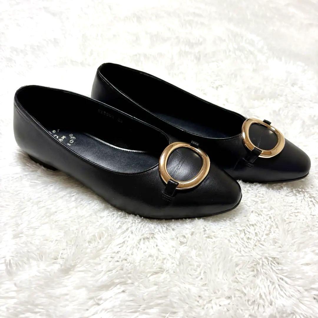 ✨未使用級✨撥水レザー HIMIKO卑弥呼 ローヒールバックルパンプス 22cm ✨未使用級✨撥水レザー HIMIKO卑弥呼 ローヒールバックル