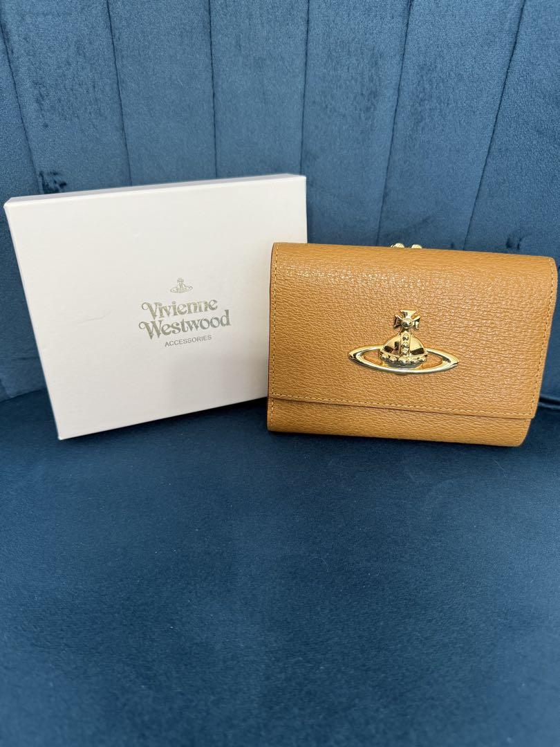 【極美品】ヴィヴィアンウエストウッド オーブ がま口 三つ折り財布 ゴールド金具