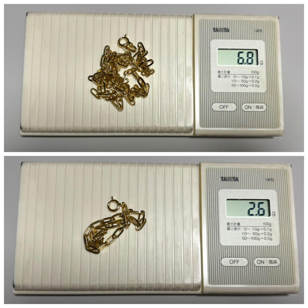 K18☆中空ペーパークリップチェーン☆ネックレス&ブレスレット　未使用品