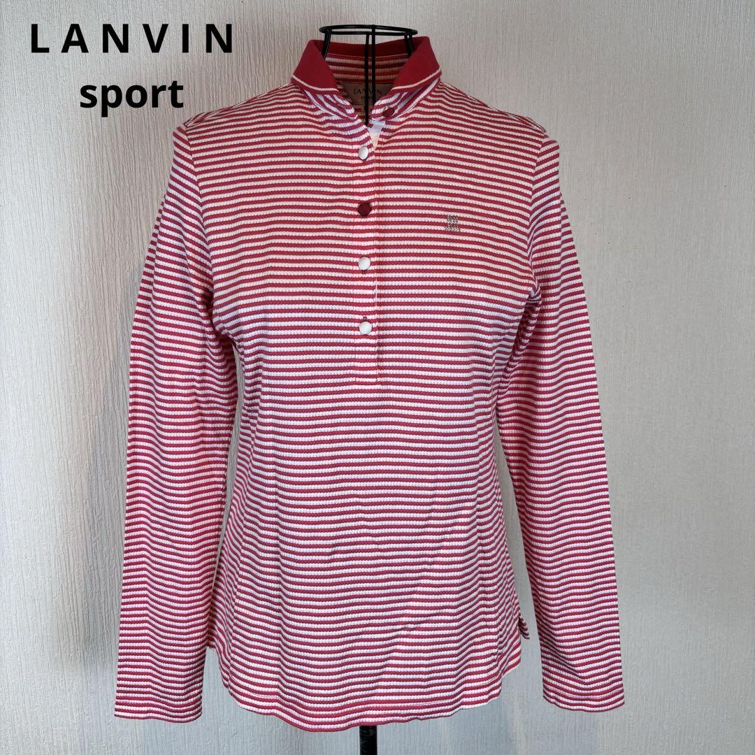 ★LANVINsport★ゴルフシャツ 赤白ボーダー★左胸キラキラロゴ★肌触り良