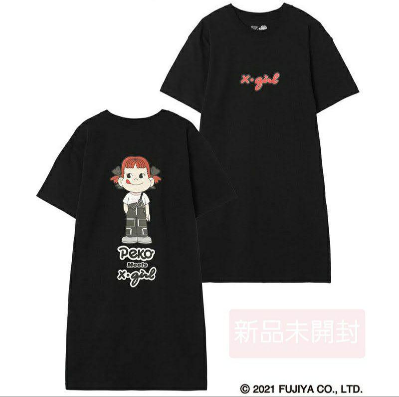 【2025年最新】大人気ブランドの人気アイテム  新品タグ付き X-girl × ペコちゃん TEE DRESS Tシャツワンピ ワンピース