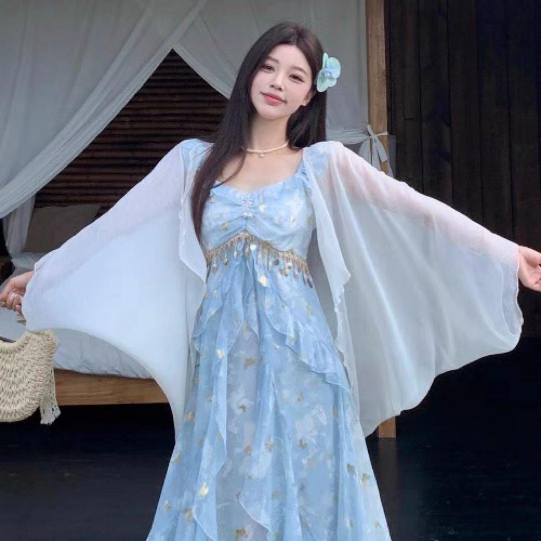 ロングワンピースレース 春夏 お出かけ デート 女子会 結婚式