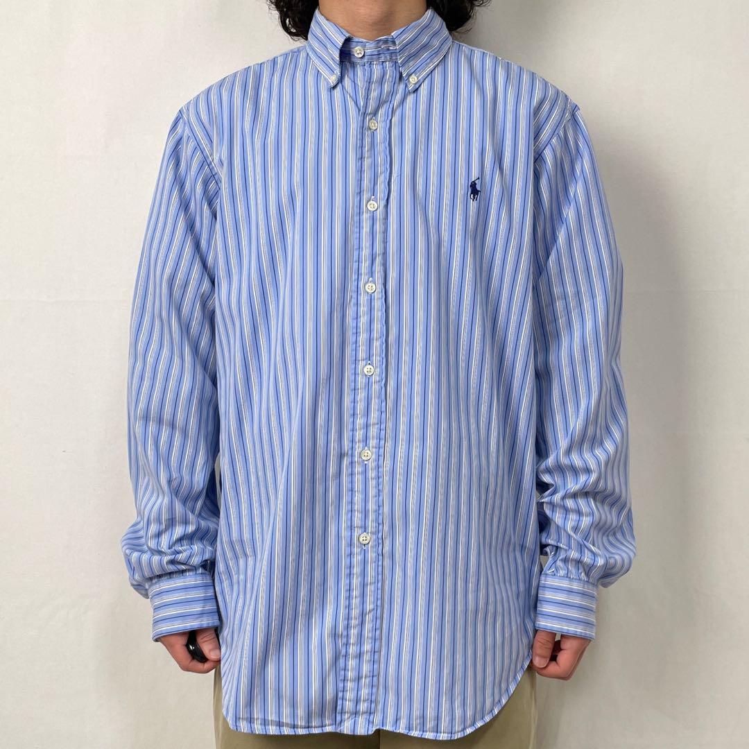 90s ラルフローレン ストライプシャツ ボタンダウンシャツ 古着 ヴィンテージ