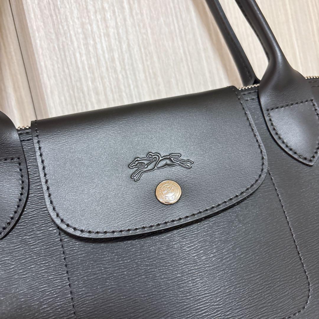 【超美品】LONGCHAMP ブラック レザー トートバッグ