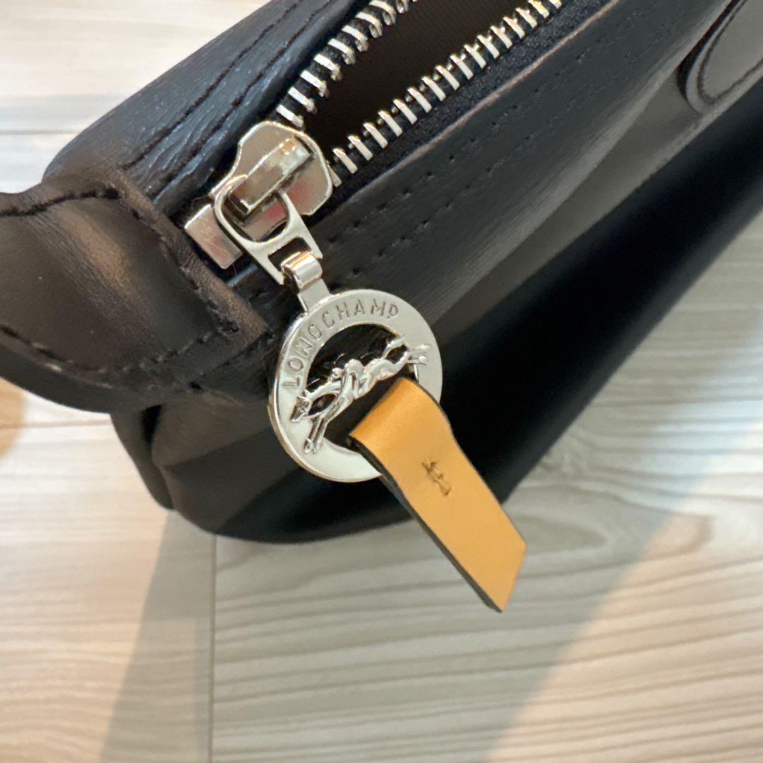 【超美品】LONGCHAMP ブラック レザー トートバッグ