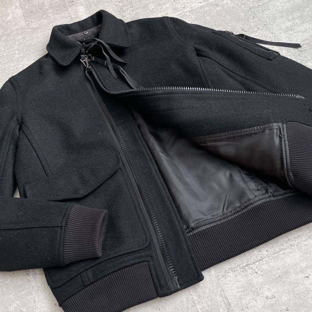 MA-1 type ウールミリタリージャケット ブラック riri zip