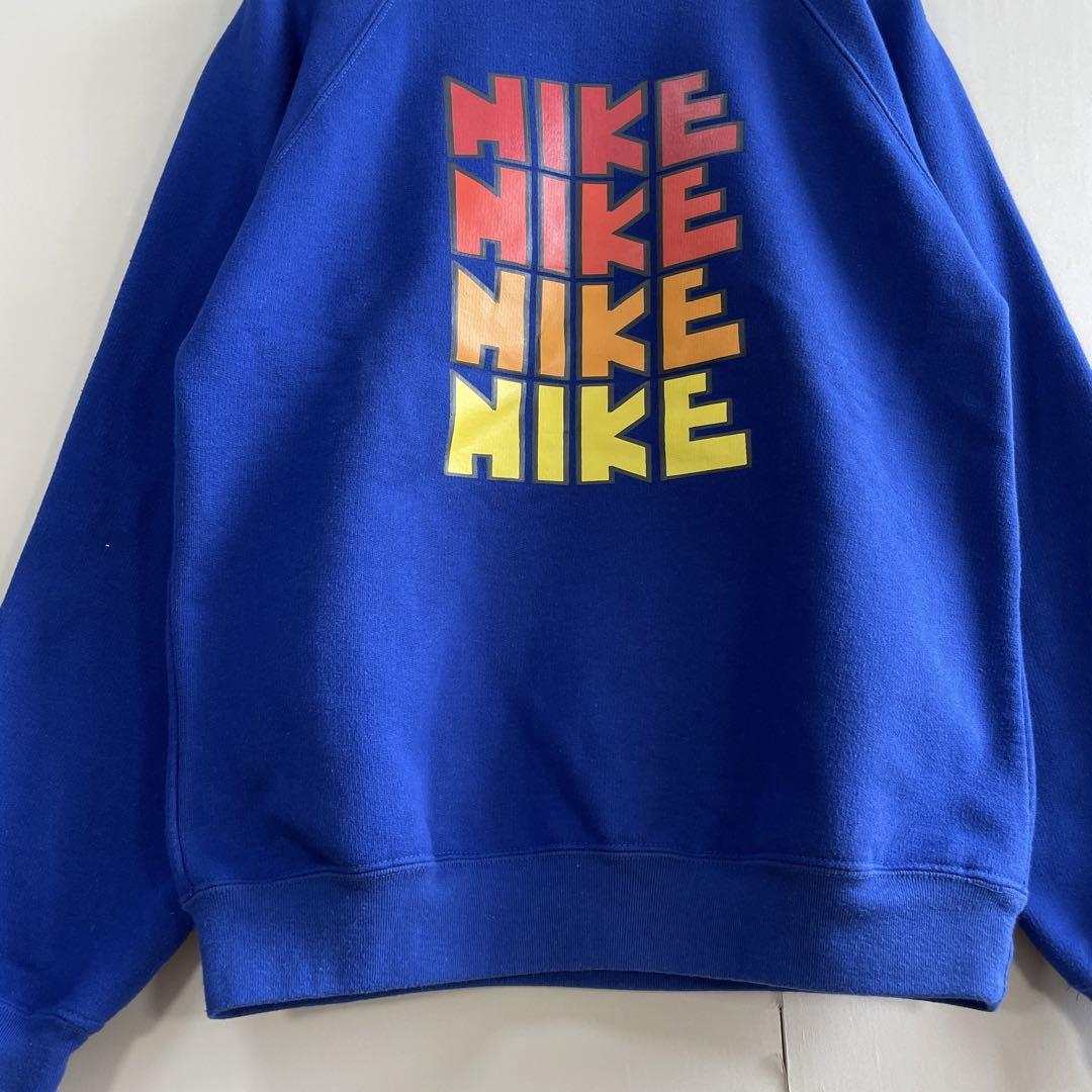 【ゴツナイキ4連ロゴ、ラグランスウェット】NIKE古着ストリート青プルオーバー 画像7