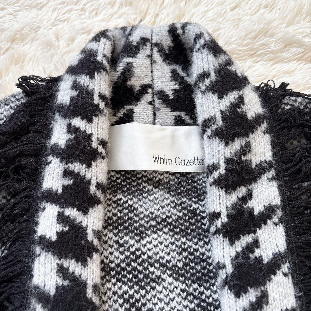 Whim Gazette ウールジャガードニットガウン 千鳥格子 Whim Gazette ウールジャガードニットガウン 千鳥格子