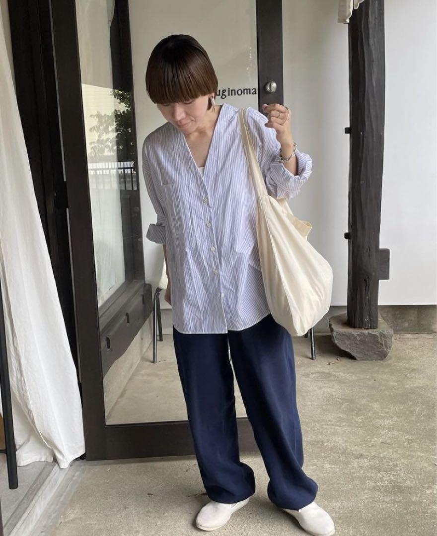 トップス ARGUE V-NECK TIDY SHIRT/stripe