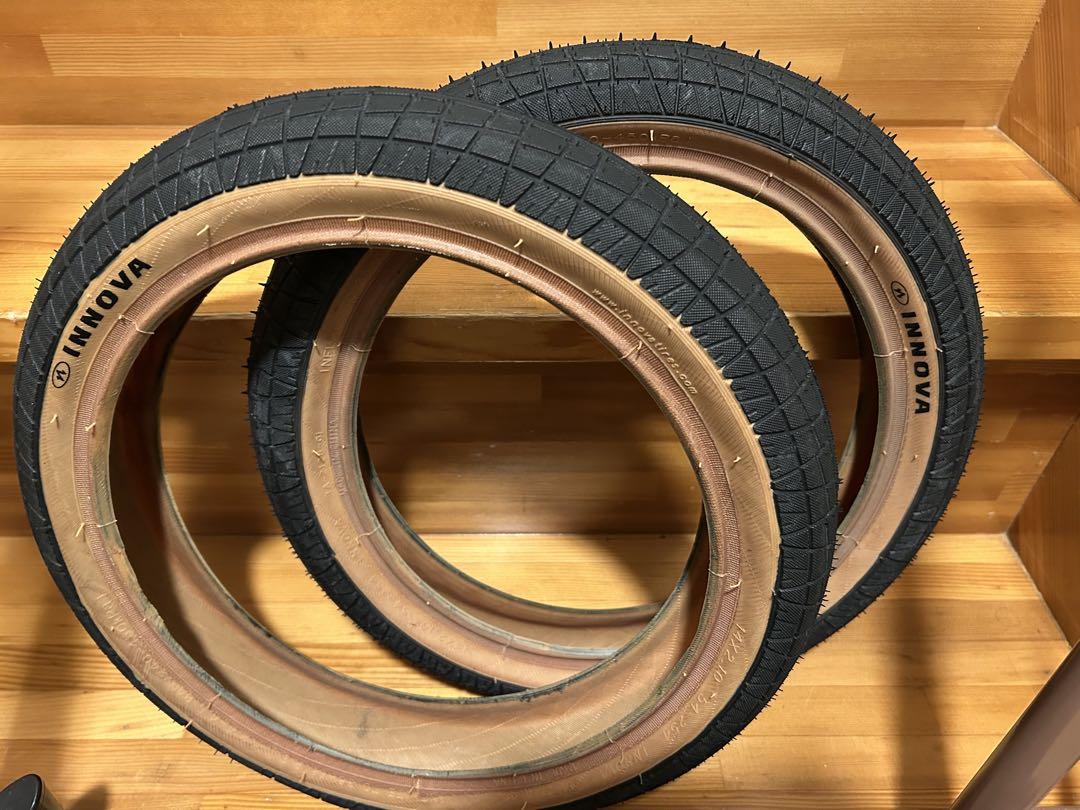 折畳自転車に。14×2.1 Innovaタイヤ2本 シュワルベ米式チューブ付
