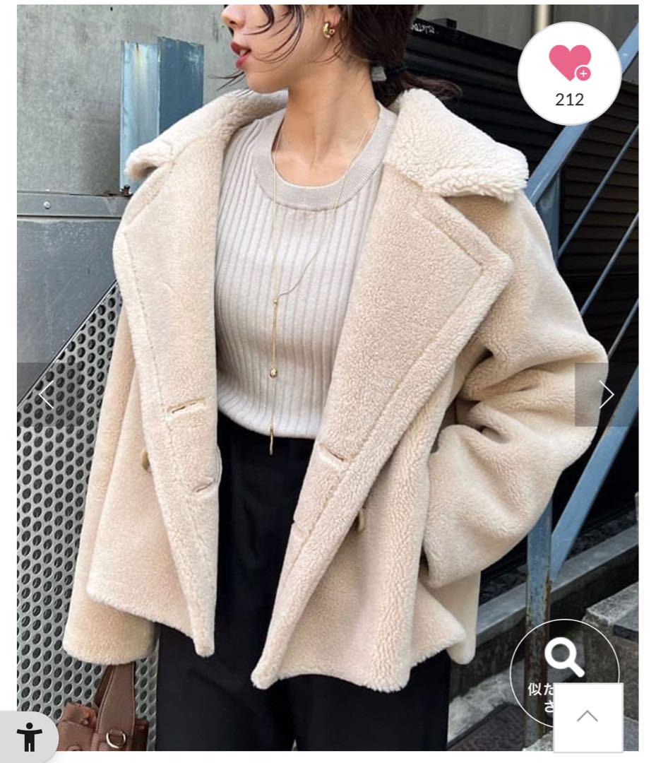 美品 jena ボアカラーコート ベージュ 画像1