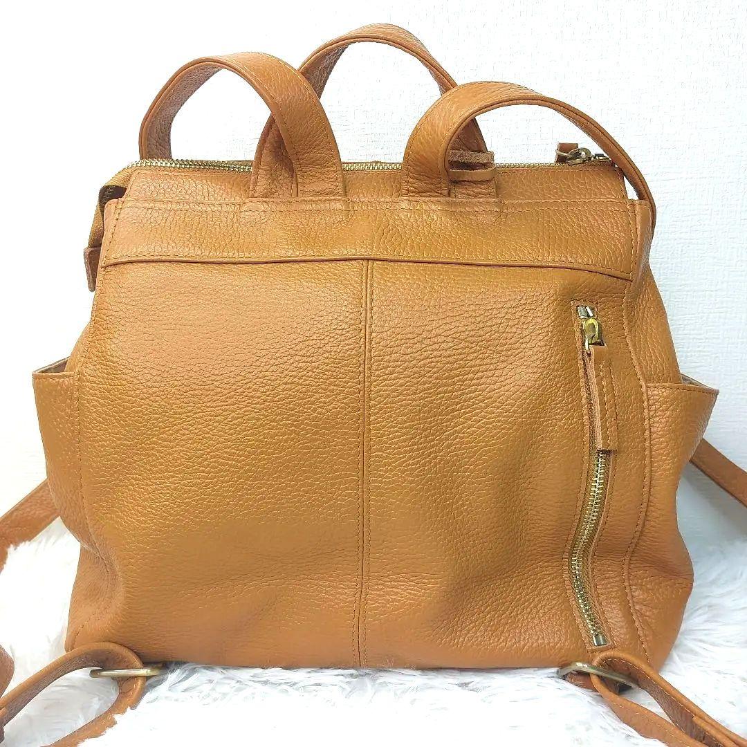 美品　ズッケロフィラート　リュック　レザー　シボ革　キャメル　大容量
